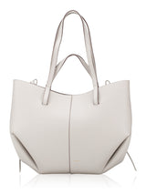Polene Grained Beige Leather Tote Bag