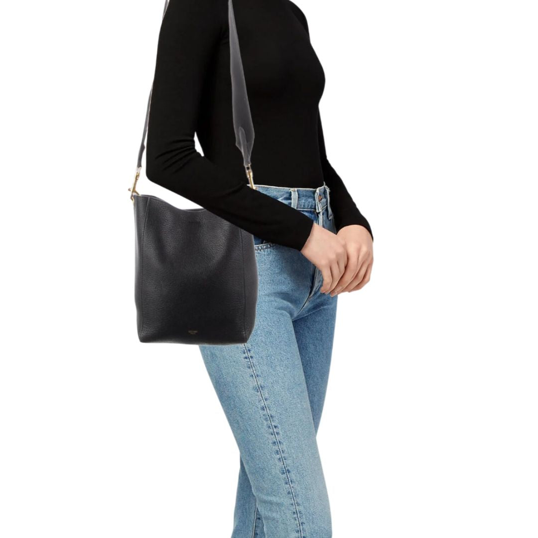 Celine Black Leather Sangle Bucket Bag
