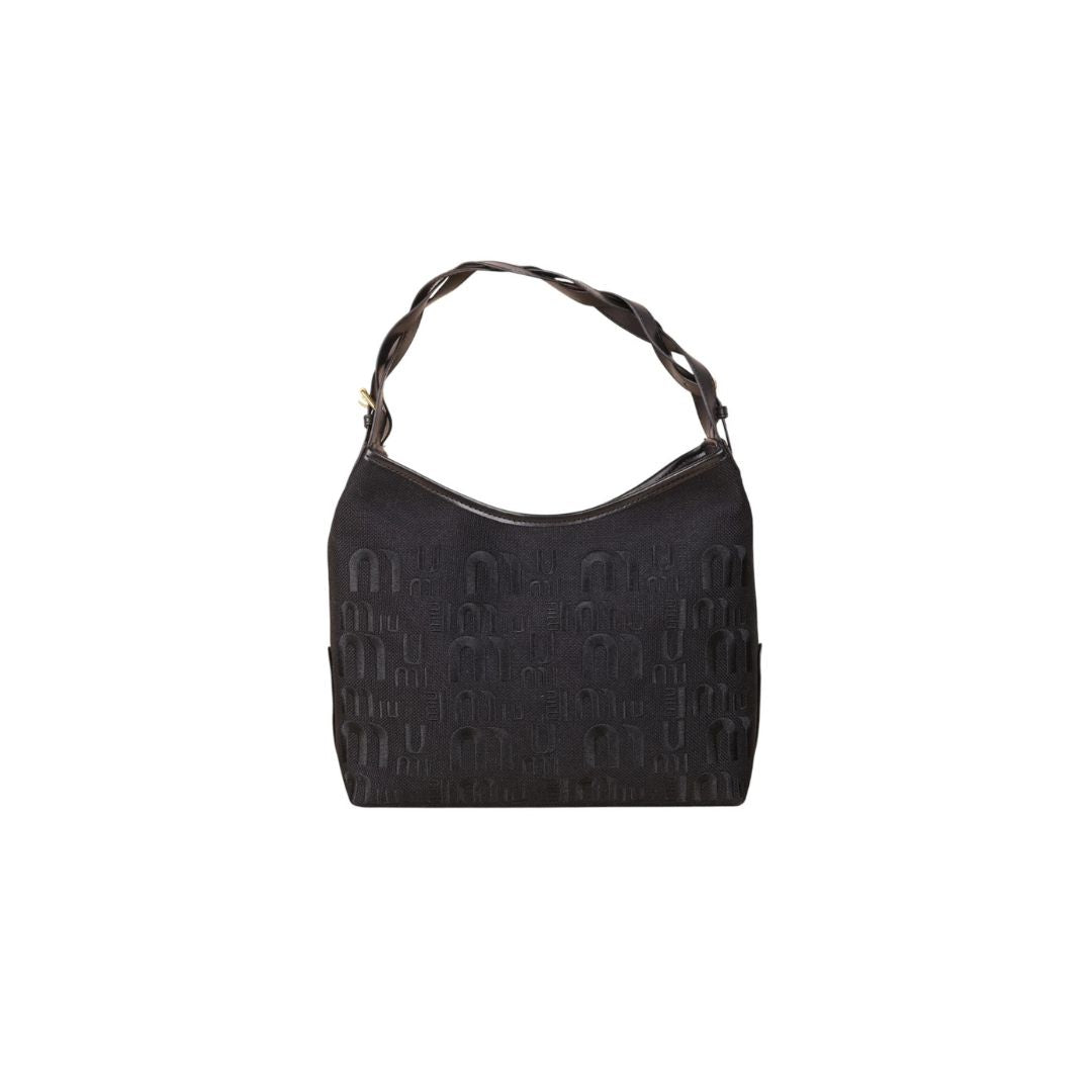 Miu Miu Logo Canvas Shoulder Bag