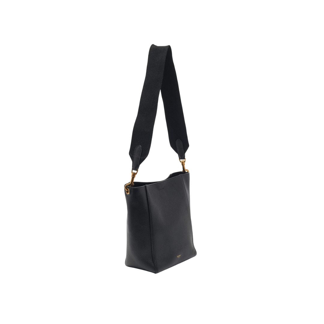 Celine Black Leather Sangle Bucket Bag