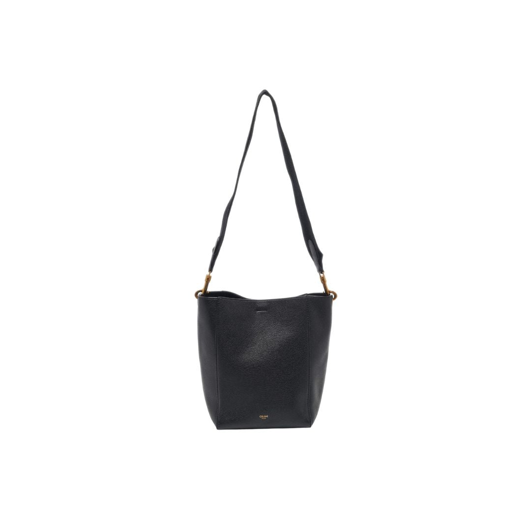 Celine Black Leather Sangle Bucket Bag