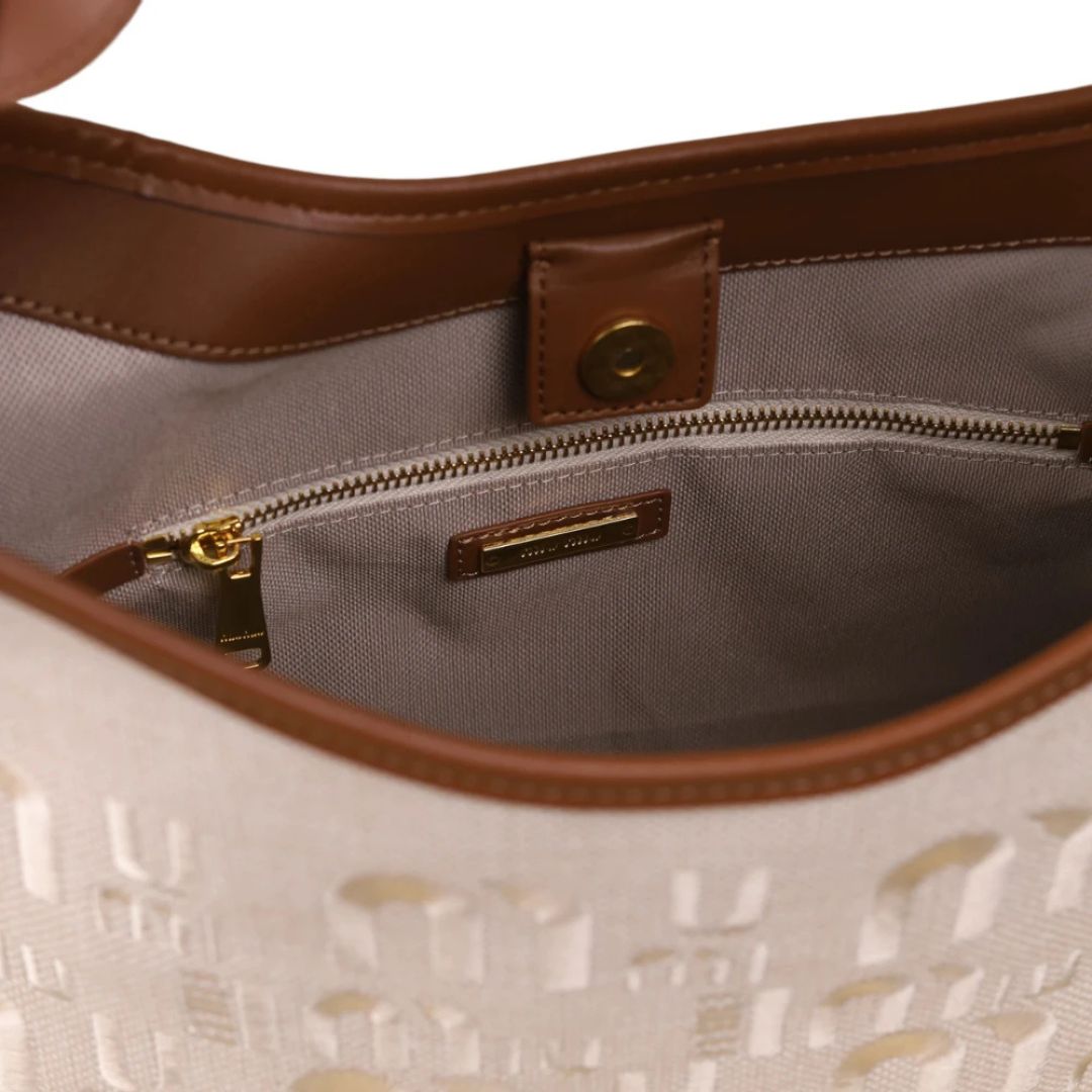 Miu Miu Logo Canvas Shoulder Bag